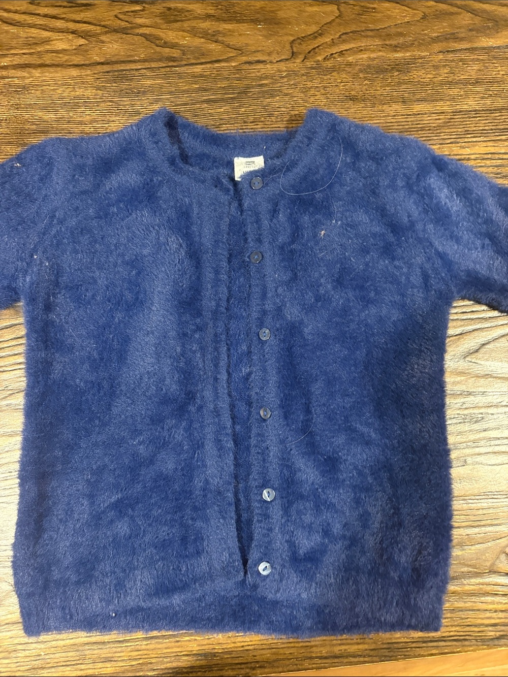Hem Kids Navy Fuzzy Button-Front Cardigan